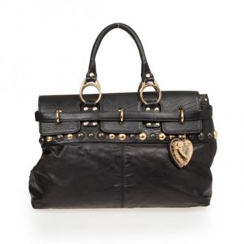 Gucci Black Leather Babouska Flap Satchel