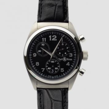 Pre Owned Bell & Ross Classic SS Black Chrono Mens Wristwatch 38 MM