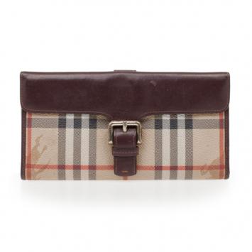 Burberry Haymarket Leather Flap Wallet