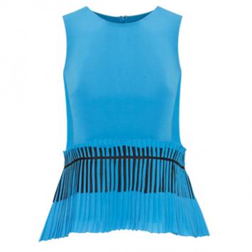 Prabal Gurung Blue Sleeveless Peplum-Detailed Top S
