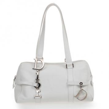 Dior White Leather Cannage Small Satchel