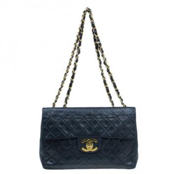 Chanel Black Vintage Lambskin Maxi Classic Flap Bag