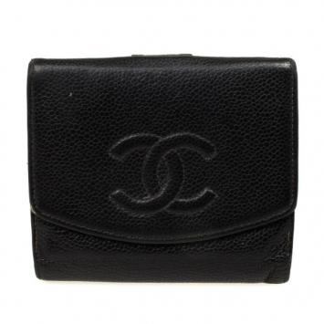 Chanel Black Caviar Compact CC Wallet 