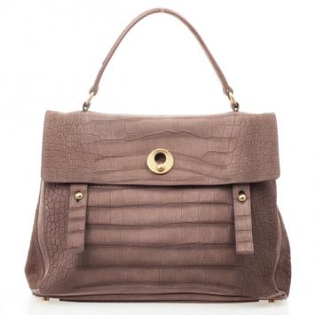 Saint Laurent Paris Croc Embossed Nubuck Muse Two Bag