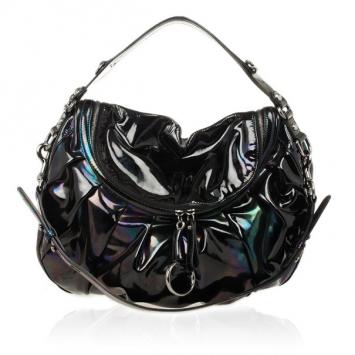 Gucci Black Iridescent Leather Icon Bit Medium Hobo
