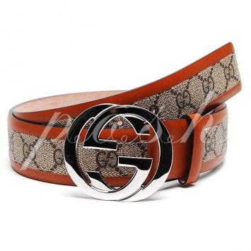 Gucci Orange Guccissima Canvas GG Buckle Belt