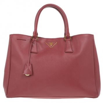 Prada Wine Saffiano Lux Leather Tote
