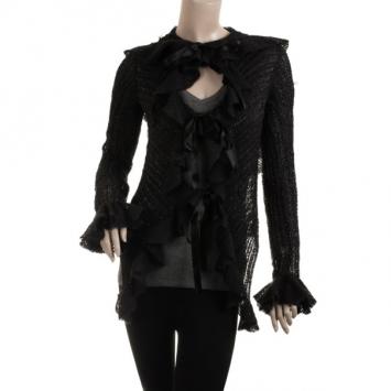 Emporio Armani Black Ruffled Sweater S