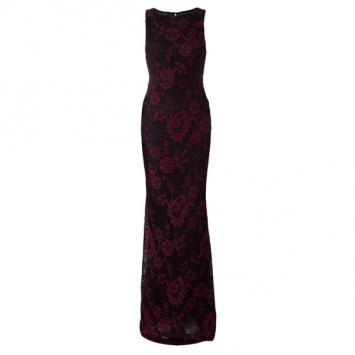 Alice + Olivia Red Veda Lace Open-back Gown S