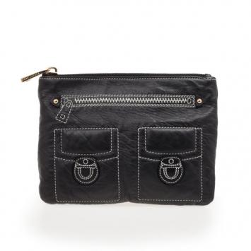 Marc Jacobs Black Leather Two Pocket Clutch 