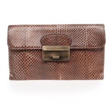 Dolce and Gabbana Brown Python Pochette 