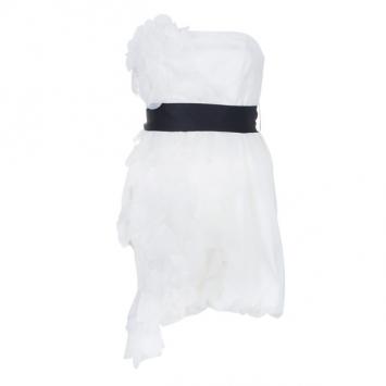 White by Vera Wang Strapless Short Organza Ruffle Wedding Dress M