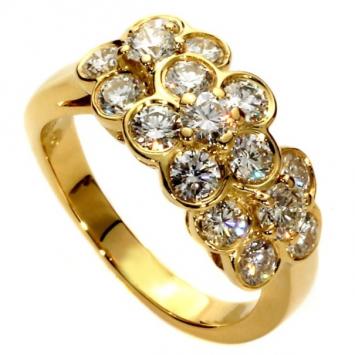 Van Cleef & Arpels 18 K Yellow Gold Fleurette Diamond Ring Size 47