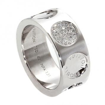 Louis Vuitton Large Empreinte Diamond 18 K White Gold Ring Size 62