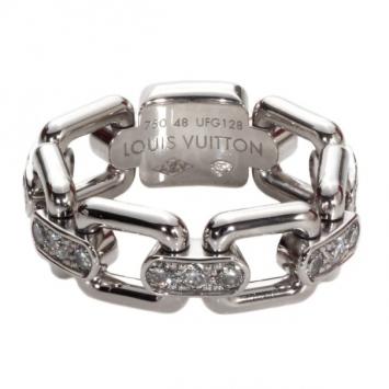 Louis Vuitton Diamond 18 K White Gold Ring Size 48