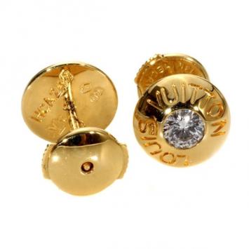 Louis Vuitton Diamond 18 K Yellow Gold Stud Earrings