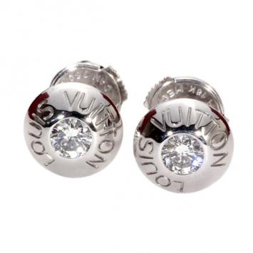 Louis Vuitton 18 K White Gold Diamond Stud Earrings 