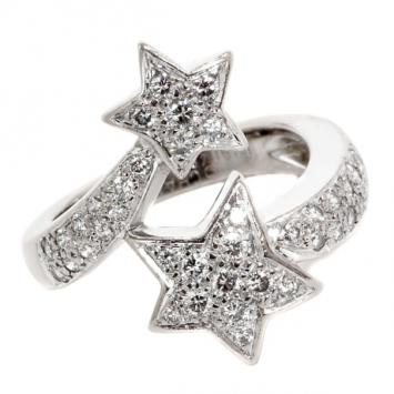 Chanel Comète 18 K White Gold Diamond Ring Size 56