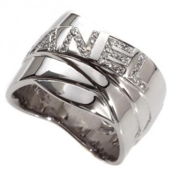 Chanel 18 K White Gold Bolduc Diamond Ring Size 50.5