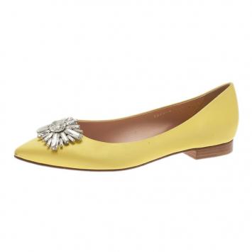 Gina Yellow Satin Felicity Ballet Flats Size 39.5