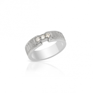 Tiffany & Co. 18 K White Gold Atlas Diamond Ring Size 50.5