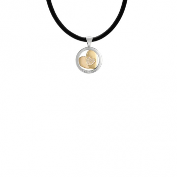 Bvlgari 18 K Yellow Gold & Steel Diamond Tondo "Heart" Pendant