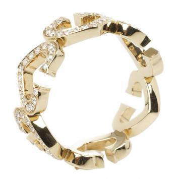 Cartier C Heart 18 K Yellow Gold Diamond Eternity Ring Size 53