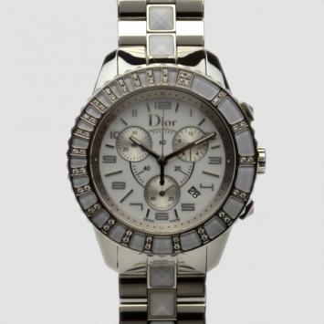 Dior Christal Grey Diamond & Sapphire Ladies Watch 38 MM