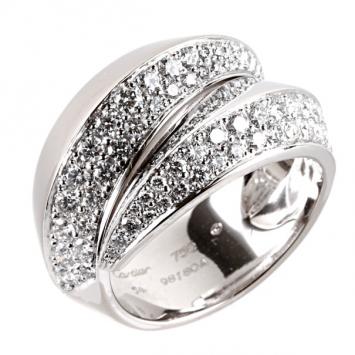 Cartier Panthere 18k White Gold Diamond Ring Size 54