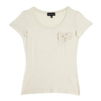 Emporio Armani Beige Pocket T-Shirt with Bow