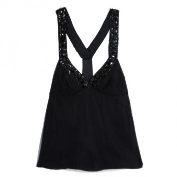 Emporio Armani Black Embellished Halter Top S