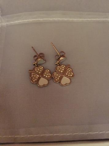 Dior Four Leaves Crystal Silver Tone Earrings