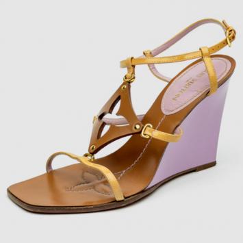 Louis Vuitton Brown Capricieuse Wedge Sandals Size 37.5