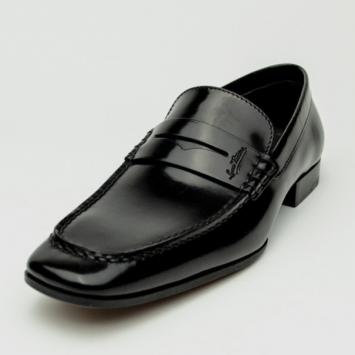 Pre Owned Louis Vuitton Black Glazed Leather Loafers Size 40