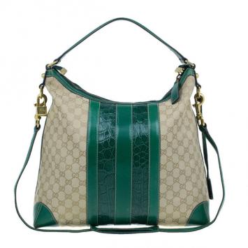 Gucci Monogram and Crocodile Secret Hobo