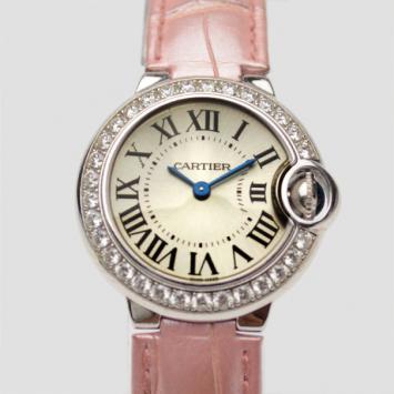 Cartier White Ballon Bleu Womens Wristwatch 28.5 MM