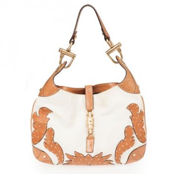 Gucci Canvas And Brown GG Canvas 'New Jackie' Hobo