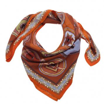 Hermes Orange Belles Du Mexique Square Scarf
