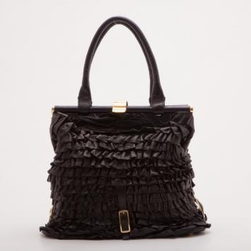Valentino Garavani Black Leather Allure Frame Satchel Bag