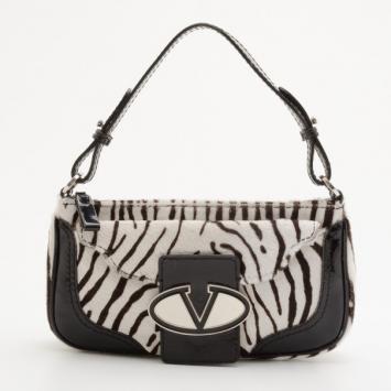 Valentino White Zebra Pony Hair Shoulder Bag