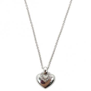 Bvlgari 18 K White Gold Diamond Doppio Cuore Necklace