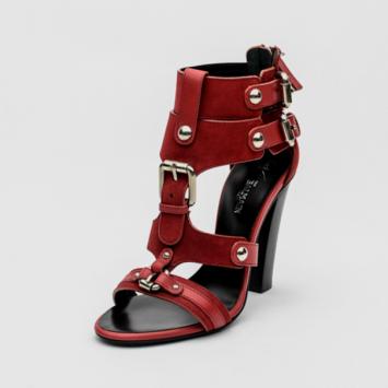 Giuseppe Zanotti For Pierre Balmain Red Suede Buckle Strappy Sandals Size 36