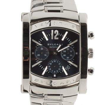 Pre Owned Bvlgari Black Assioma Chronograph Mens Wriswatch 48 MM