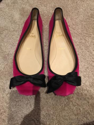 Christian Louboutin Pink Suede Minnie Bow Ballet Flats Size 39.5