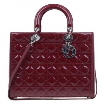 Dior Red Patent Large Lady Dior Bag