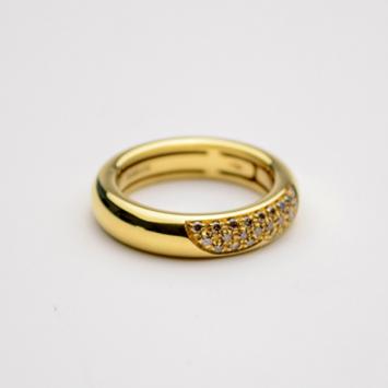 Damiani Yellow Gold Hearts Diamond Band Ring Size 54.5