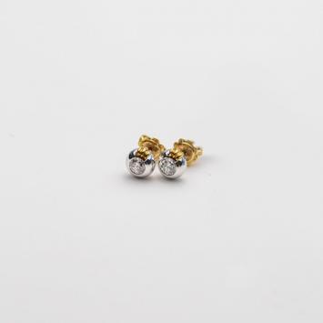Salvini White and Yellow Gold Diamond Stud Earrings