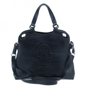 Cartier Black Leather Buffalo Marcello Shopping Bag