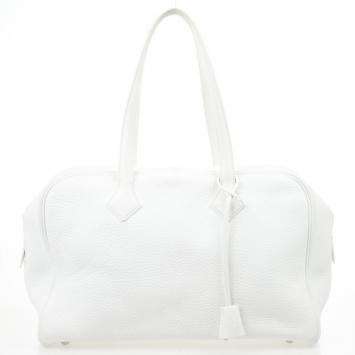 Hermes White Leather Victoria Elan Bag 