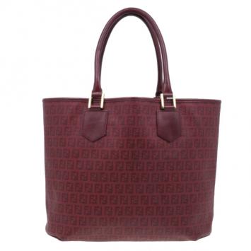 Fendi Red Zucchino Spalmati Drawstring Top Tote